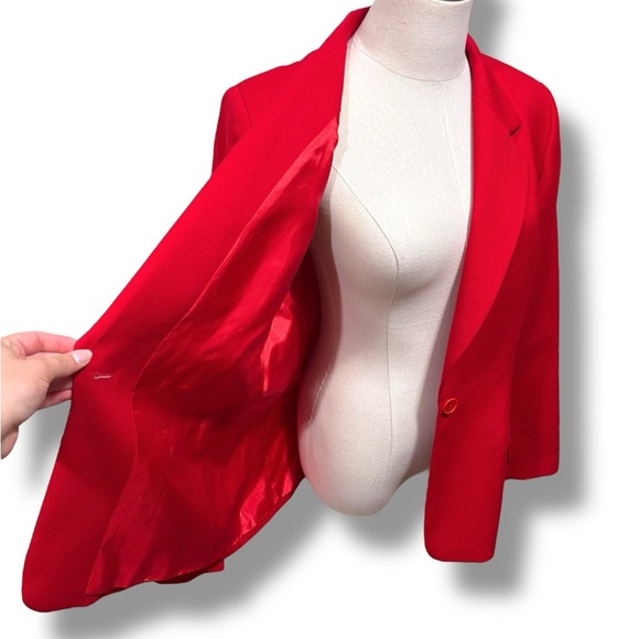 Pendleton 100% Virgin Wool Blazer in Vibrant Cherry Red Jacket Size 14 - Picture 7 of 7